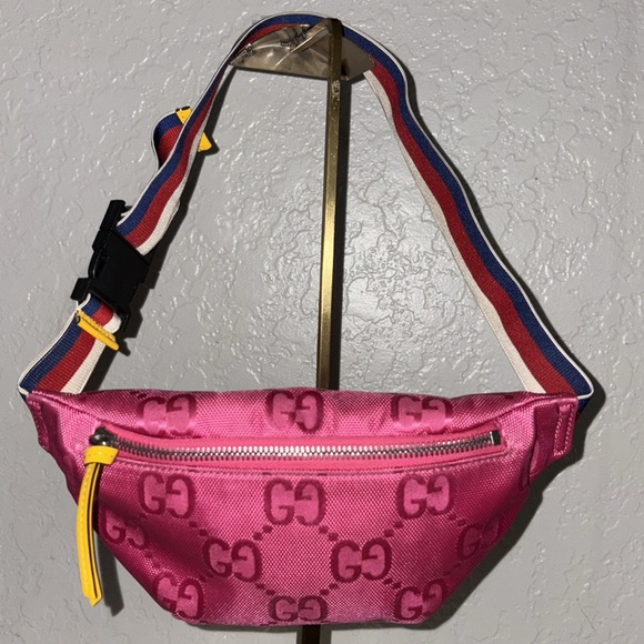 Gucci Other - GUCCI SYLVIE SIGNATURE PINK GG FANNY PACK BELT BAG GIRLS WEB STRIPE WAIST STRAP